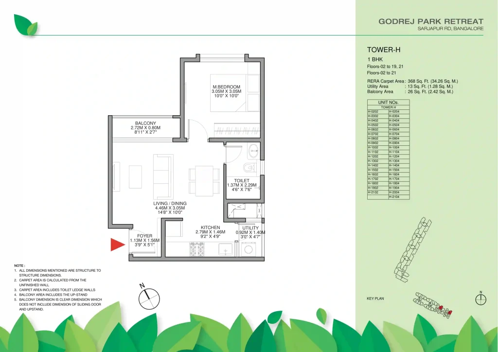 Godrej Park Retreat 1 BHK Floor Plan